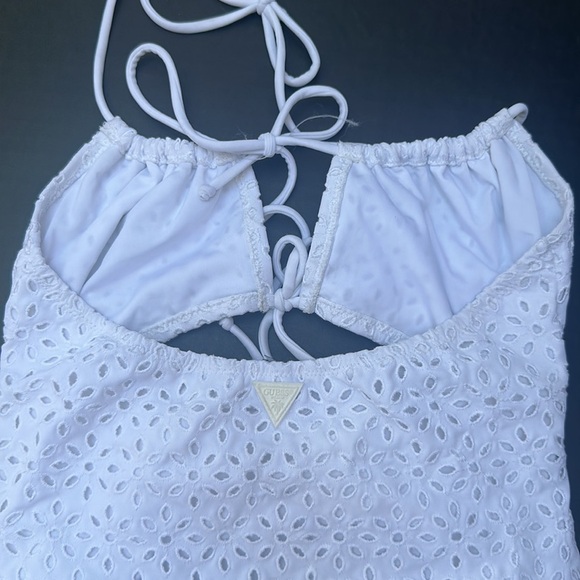 New Guess One Piece Embroidery Lace Up One Piece White - Picture 7 of 7